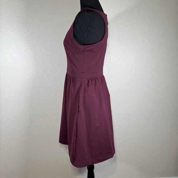 Cynthia Rowley Burgundy Purple Sleeveless V Neck Stretchy Pockets Dress Size M - Picture 3 of 8